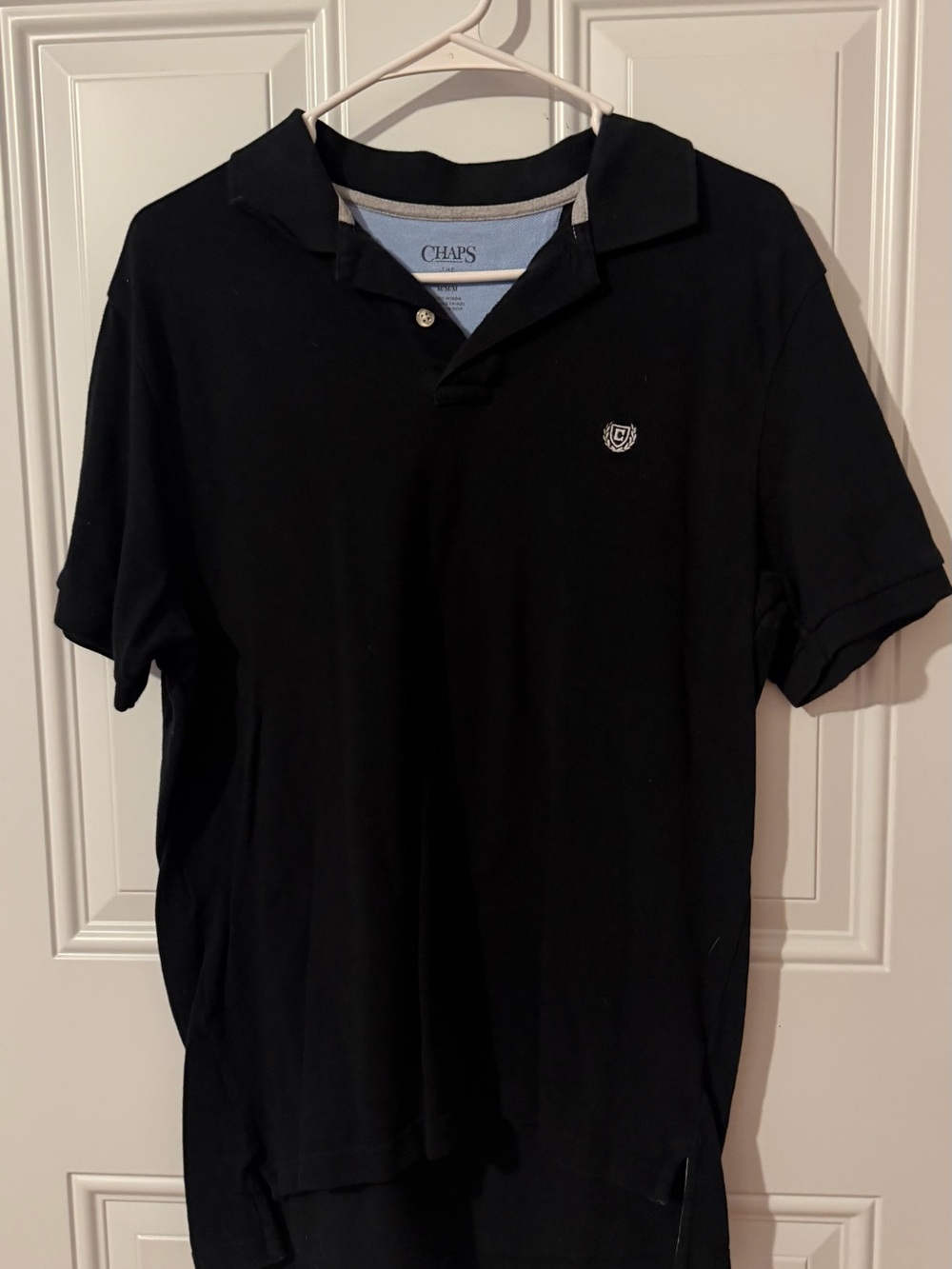 Chaps Men's Black Polo with Embroidered Crest